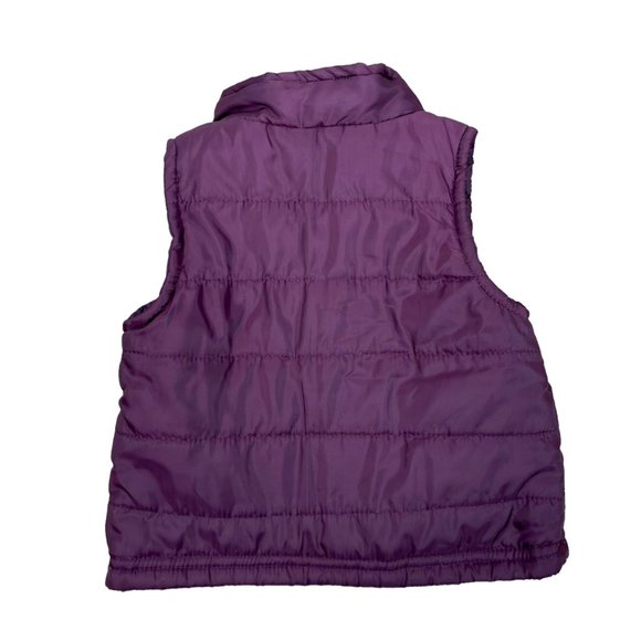 Calvin Klein Jeans Purple Puffer Button Zipper Vest Logo Baby Girl Infant - Picture 3 of 5